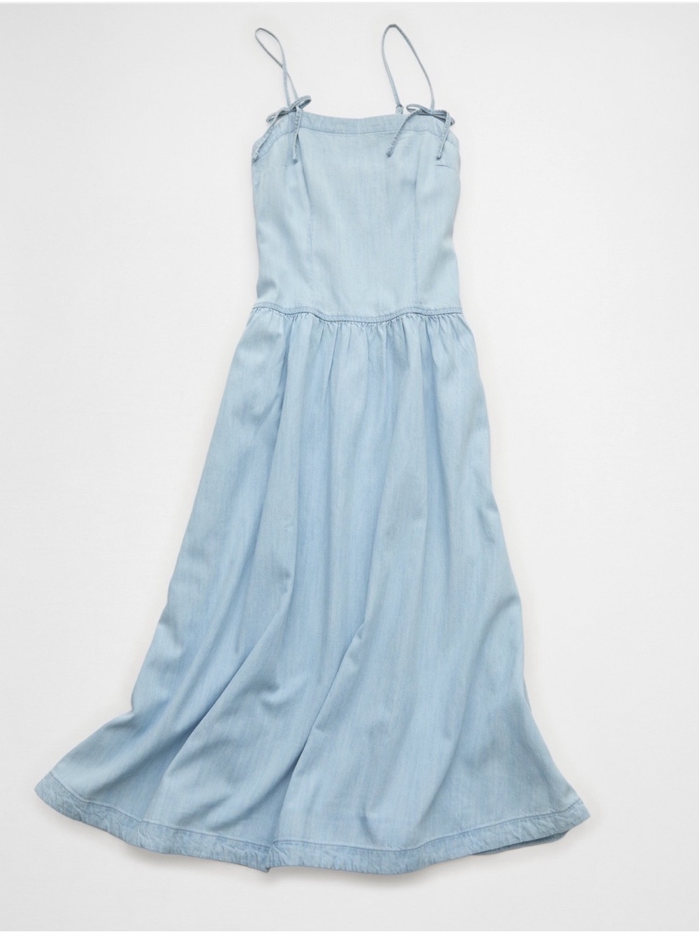 AE denim bow strap dress